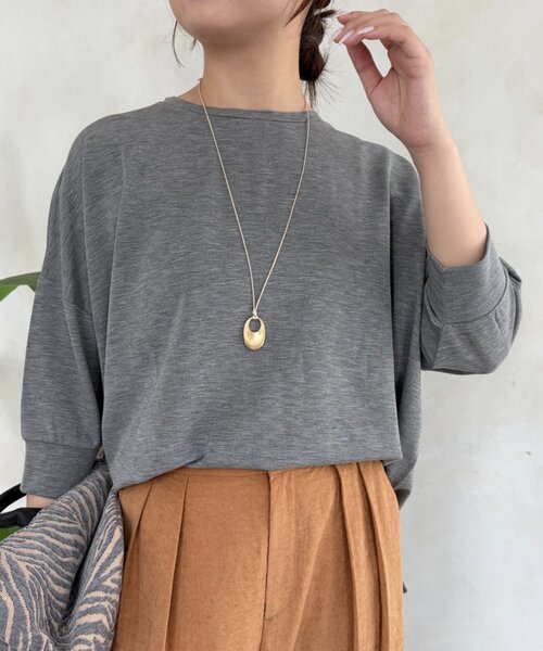 Jena espace merveilleux(ジェナ エスパスメルヴェイユ)の「ダンボール5分袖カットソー(Tシャツ/カットソー・レディース・ブラウン/グレー・FREE)」の1枚目の写真