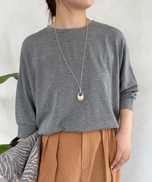 Jena espace merveilleux(ジェナ エスパスメルヴェイユ)の「ダンボール5分袖カットソー(Tシャツ/カットソー・レディース・ブラウン/グレー・FREE)」の6枚目の写真