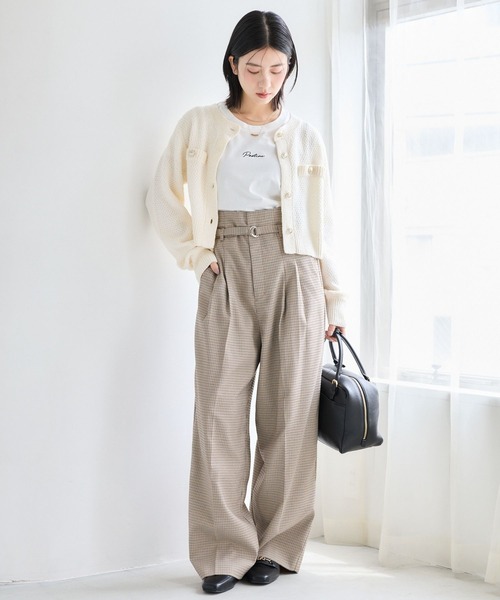 mysty woman(ミスティウーマン)の「ハイウエストベルト付タックパンツ 1082162(スラックス・レディース・ブラウン/ベージュ/ベージュ系その他/ブラウン系その他・FREE)」の16枚目の写真