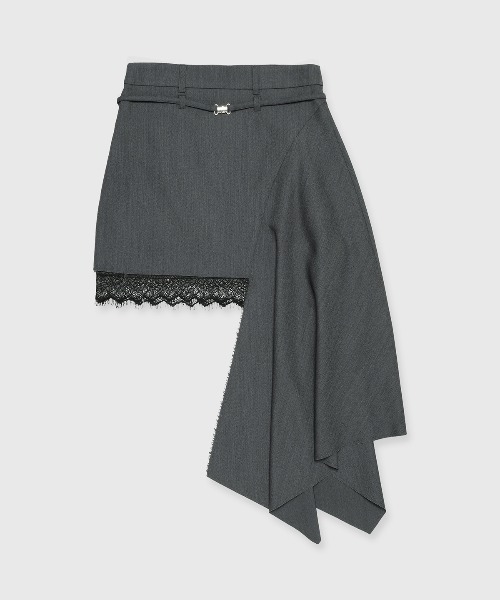 JOSE MOON（ジョゼムーン）の「IREGULARHEM MINI SKIRT/イレギュラーヘムスカート（スカート・レディース・グレー/ブラック・36/38）」の2枚目の写真