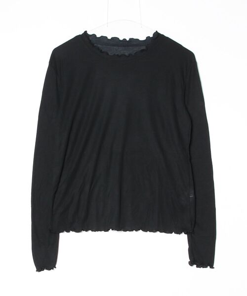 Vini(ヴィニ)の「メロウフリル長袖シアーカットソー(Tシャツ/カットソー・レディース・ブラック/アイボリー・MEDIUM)」の4枚目の写真