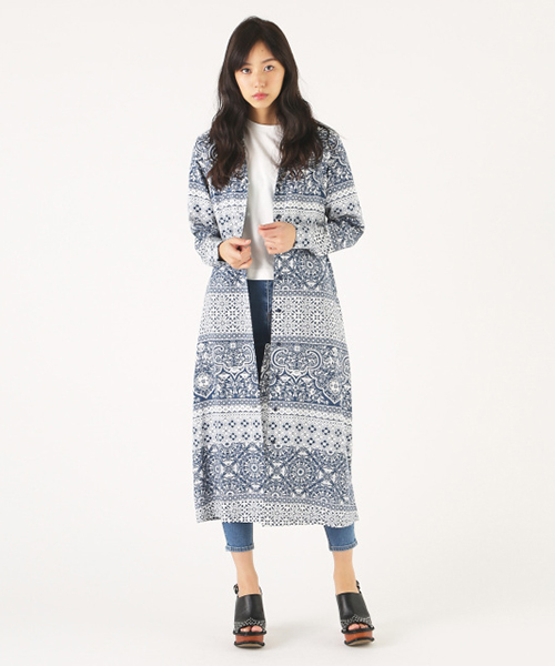 MOUSSY（マウジー）の「TILE PATTERN SHIRT DRESS（ワンピース・レディース・グリーン系その他/オレンジ系その他/ダークネイビー・FREE）」の2枚目の写真