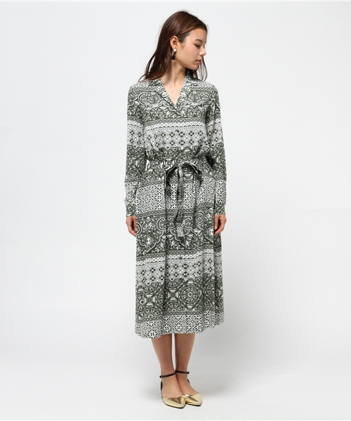 MOUSSY（マウジー）の「TILE PATTERN SHIRT DRESS（ワンピース・レディース・グリーン系その他/オレンジ系その他/ダークネイビー・FREE）」の16枚目の写真
