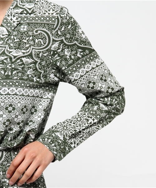 MOUSSY（マウジー）の「TILE PATTERN SHIRT DRESS（ワンピース・レディース・グリーン系その他/オレンジ系その他/ダークネイビー・FREE）」の12枚目の写真