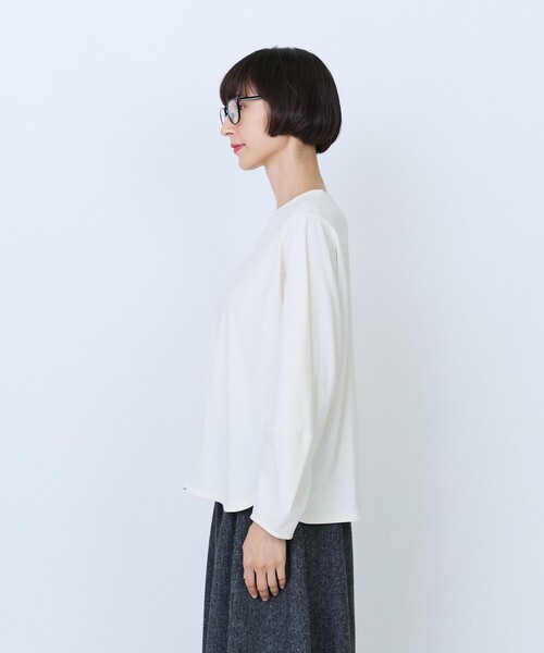 LOISIR(ロワズィール)の「コットン天竺無地・ボーダーボトルスリーブプルオーバー(Tシャツ/カットソー・レディース・ブルー系その他/ベージュ系その他/ブラック/オフホワイト・FREE)」の5枚目の写真