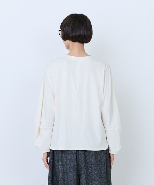 LOISIR(ロワズィール)の「コットン天竺無地・ボーダーボトルスリーブプルオーバー(Tシャツ/カットソー・レディース・ブルー系その他/ベージュ系その他/ブラック/オフホワイト・FREE)」の6枚目の写真