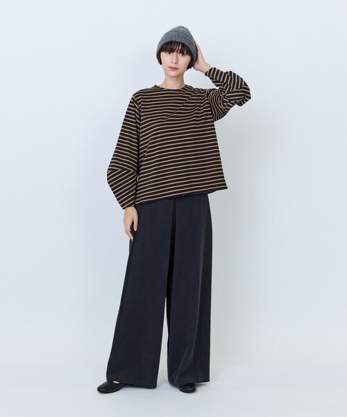 LOISIR(ロワズィール)の「コットン天竺無地・ボーダーボトルスリーブプルオーバー(Tシャツ/カットソー・レディース・ブルー系その他/ベージュ系その他/ブラック/オフホワイト・FREE)」の8枚目の写真
