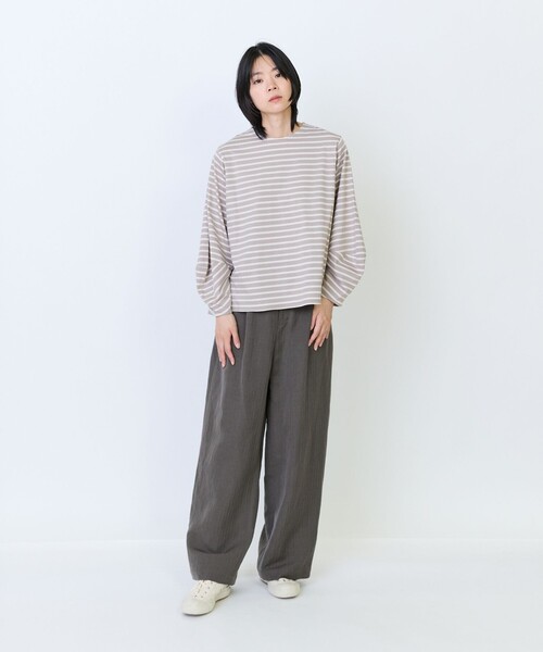 LOISIR(ロワズィール)の「コットン天竺無地・ボーダーボトルスリーブプルオーバー(Tシャツ/カットソー・レディース・ブルー系その他/ベージュ系その他/ブラック/オフホワイト・FREE)」の16枚目の写真