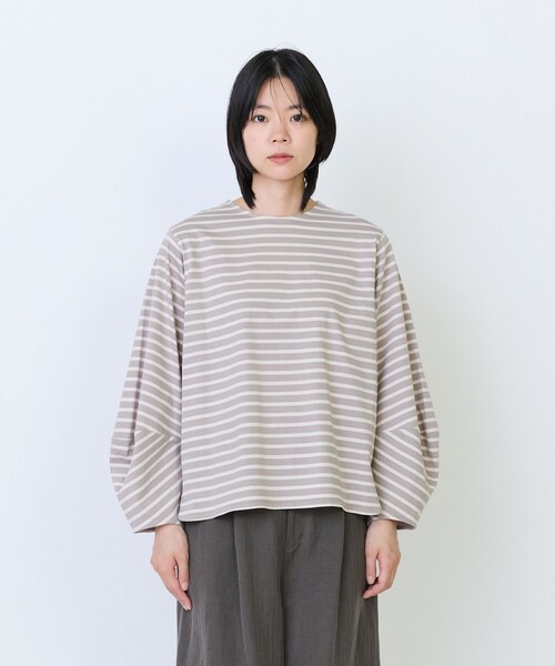LOISIR(ロワズィール)の「コットン天竺無地・ボーダーボトルスリーブプルオーバー(Tシャツ/カットソー・レディース・ブルー系その他/ベージュ系その他/ブラック/オフホワイト・FREE)」の19枚目の写真
