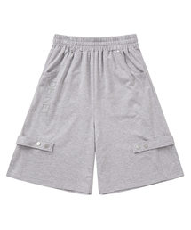 METAL DETAIL BERMUDA PANTS IN MELANGE GREY