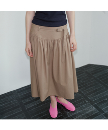 Embroidery belted A-line skirt [FRFA05SK01]_Beige