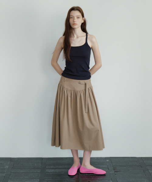 FRIVER07（フリバー07）の「Embroidery belted A-line skirt [FRFA05SK01]_Beige（スカート・レディース・ベージュ・SMALL/MEDIUM）」の2枚目の写真