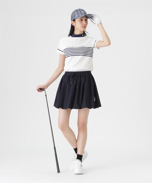 PEARLY GATES（パーリーゲイツ）の「【PEARLY GATES】Peメッシュパネルボーダー半袖ハイネックカットソー (WOMENS)（Tシャツ/カットソー・レディース・ネイビー/ホワイト系その他/ブルー・LARGE/SMALL/MEDIUM）」の6枚目の写真