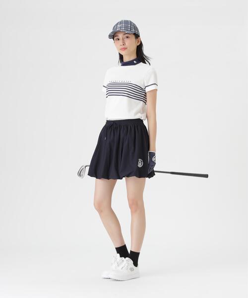 PEARLY GATES（パーリーゲイツ）の「【PEARLY GATES】Peメッシュパネルボーダー半袖ハイネックカットソー (WOMENS)（Tシャツ/カットソー・レディース・ネイビー/ホワイト系その他/ブルー・LARGE/SMALL/MEDIUM）」の7枚目の写真