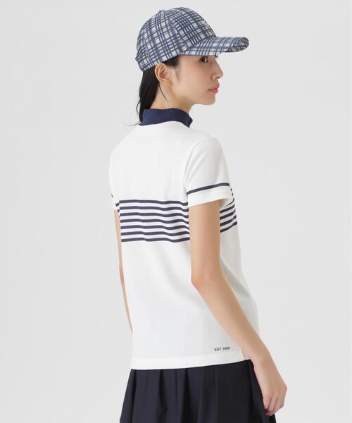 PEARLY GATES（パーリーゲイツ）の「【PEARLY GATES】Peメッシュパネルボーダー半袖ハイネックカットソー (WOMENS)（Tシャツ/カットソー・レディース・ネイビー/ホワイト系その他/ブルー・LARGE/SMALL/MEDIUM）」の8枚目の写真