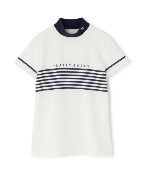 PEARLY GATES（パーリーゲイツ）の「【PEARLY GATES】Peメッシュパネルボーダー半袖ハイネックカットソー (WOMENS)（Tシャツ/カットソー・レディース・ネイビー/ホワイト系その他/ブルー・LARGE/SMALL/MEDIUM）」の9枚目の写真