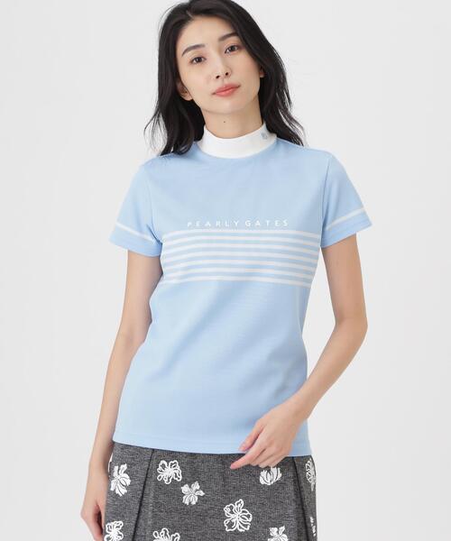 PEARLY GATES（パーリーゲイツ）の「【PEARLY GATES】Peメッシュパネルボーダー半袖ハイネックカットソー (WOMENS)（Tシャツ/カットソー・レディース・ネイビー/ホワイト系その他/ブルー・LARGE/SMALL/MEDIUM）」の11枚目の写真