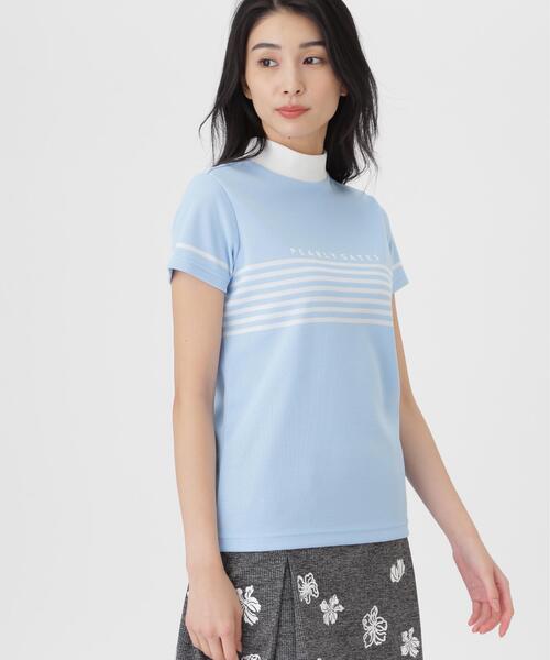 PEARLY GATES（パーリーゲイツ）の「【PEARLY GATES】Peメッシュパネルボーダー半袖ハイネックカットソー (WOMENS)（Tシャツ/カットソー・レディース・ネイビー/ホワイト系その他/ブルー・LARGE/SMALL/MEDIUM）」の12枚目の写真