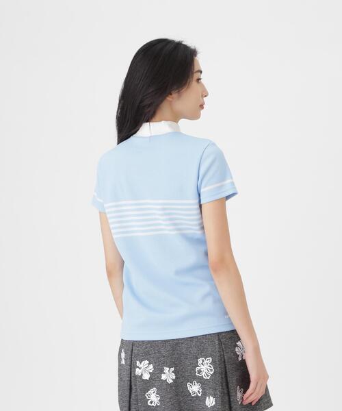PEARLY GATES（パーリーゲイツ）の「【PEARLY GATES】Peメッシュパネルボーダー半袖ハイネックカットソー (WOMENS)（Tシャツ/カットソー・レディース・ネイビー/ホワイト系その他/ブルー・LARGE/SMALL/MEDIUM）」の15枚目の写真
