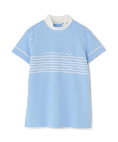 PEARLY GATES（パーリーゲイツ）の「【PEARLY GATES】Peメッシュパネルボーダー半袖ハイネックカットソー (WOMENS)（Tシャツ/カットソー・レディース・ネイビー/ホワイト系その他/ブルー・LARGE/SMALL/MEDIUM）」の16枚目の写真