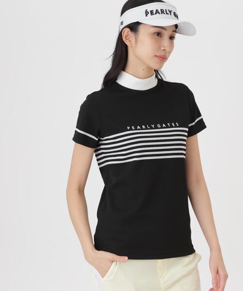 PEARLY GATES（パーリーゲイツ）の「【PEARLY GATES】Peメッシュパネルボーダー半袖ハイネックカットソー (WOMENS)（Tシャツ/カットソー・レディース・ネイビー/ホワイト系その他/ブルー・LARGE/SMALL/MEDIUM）」の18枚目の写真