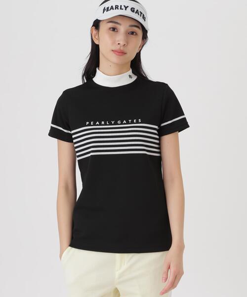 PEARLY GATES（パーリーゲイツ）の「【PEARLY GATES】Peメッシュパネルボーダー半袖ハイネックカットソー (WOMENS)（Tシャツ/カットソー・レディース・ネイビー/ホワイト系その他/ブルー・LARGE/SMALL/MEDIUM）」の19枚目の写真