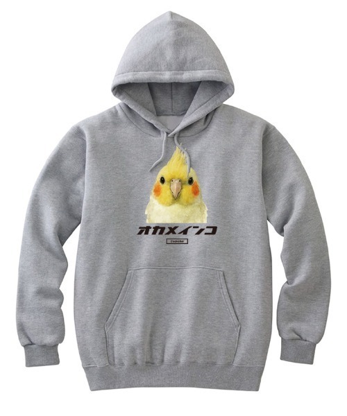 Moftique（モフティック）の「Moftique（モフティック） プルパーカー スウェット 裏毛 オカメインコ 鳥 ペット アニマル プリント トップス レディース ユニセックス（パーカー・レディース・ヘザーグレー/ホワイト/ブラック・XS/S）」の3枚目の写真