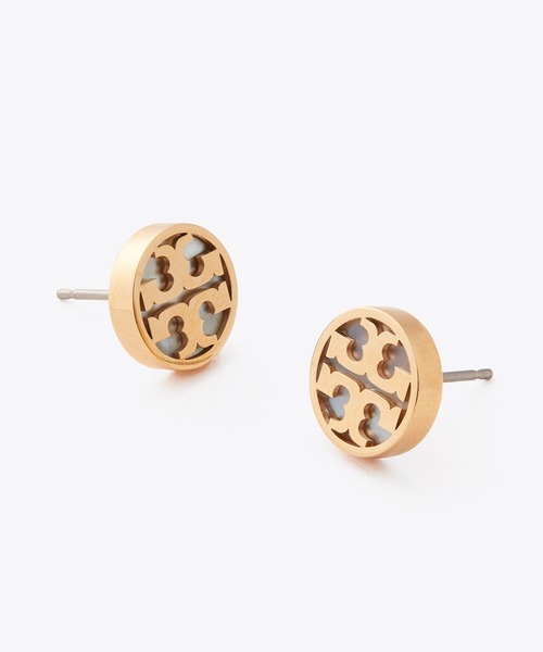 TORY BURCH（トリーバーチ）の「アイコン マザーオブパール サークル スタッドピアス（ピアス（両耳用）・レディース・ゴールド・ONE SIZE）」の2枚目の写真