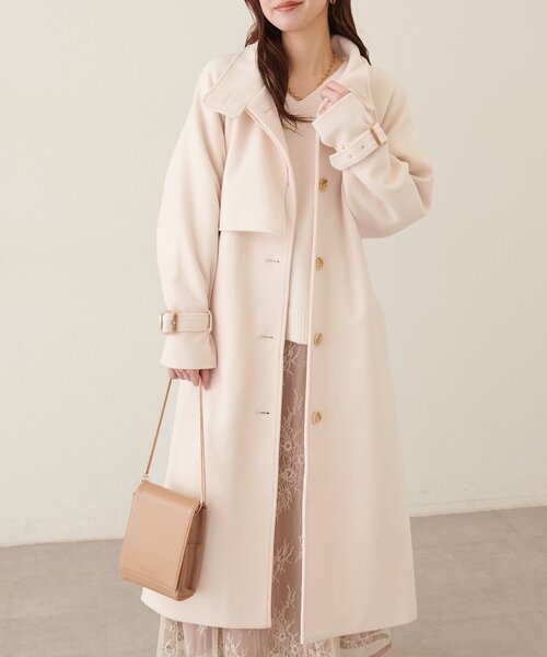 natural couture（ナチュラルクチュール）の「スタンドカラーロングコート（その他アウター・レディース・グレイッシュベージュ/ブルー/モカ/ブラック/ネイビー/ブラウン/チャコールグレー/オフホワイト/サックスブルー・FREE）」の22枚目の写真