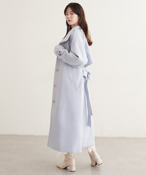 natural couture（ナチュラルクチュール）の「スタンドカラーロングコート（その他アウター・レディース・グレイッシュベージュ/ブルー/モカ/ブラック/ネイビー/ブラウン/チャコールグレー/オフホワイト/サックスブルー・FREE）」の17枚目の写真