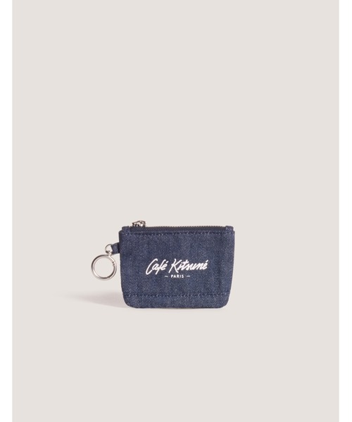 MAISON KITSUNEキーリングブルー CAFE KITSUN MINI POUCH KEYRING（キーホルダー）｜Maison Kitsune
