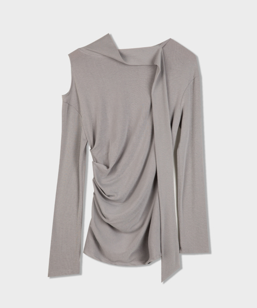 DIMANCHE（ディマンシュ）の「Muffler Shirring Top (grey)（Tシャツ/カットソー・レディース・その他・FREE）」の2枚目の写真