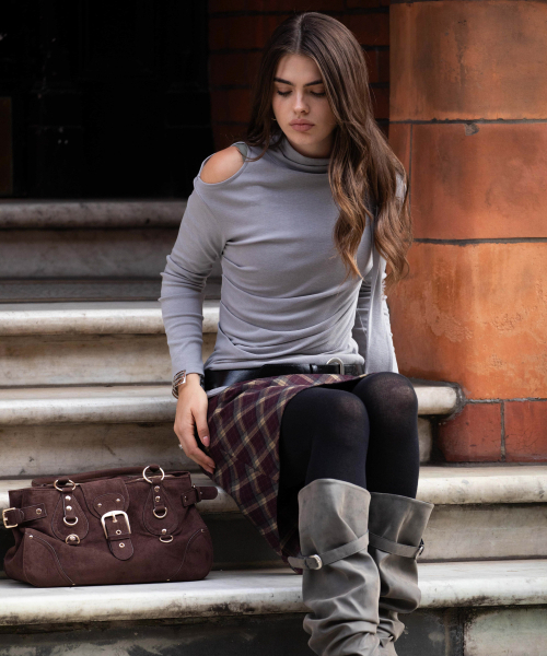 DIMANCHE（ディマンシュ）の「Muffler Shirring Top (grey)（Tシャツ/カットソー・レディース・その他・FREE）」の6枚目の写真