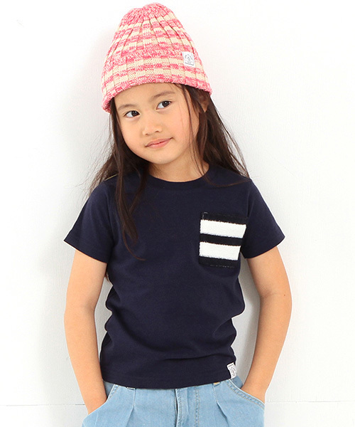 B:MING by BEAMS（ビーミングバイビームス）の「ビーミング by ビームス / パイルボーダー ポケットT（Tシャツ/カットソー・キッズ・ネイビー/ホワイト/ライトグレー・90/130/110/120/100/150/140/80）」の3枚目の写真