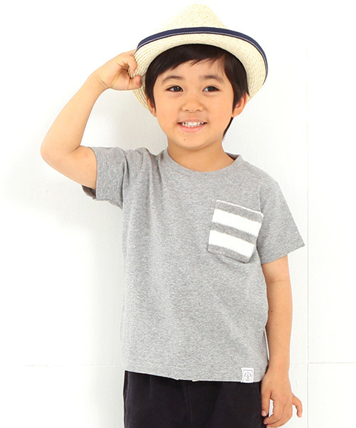 B:MING by BEAMS（ビーミングバイビームス）の「ビーミング by ビームス / パイルボーダー ポケットT（Tシャツ/カットソー・キッズ・ネイビー/ホワイト/ライトグレー・90/130/110/120/100/150/140/80）」の2枚目の写真