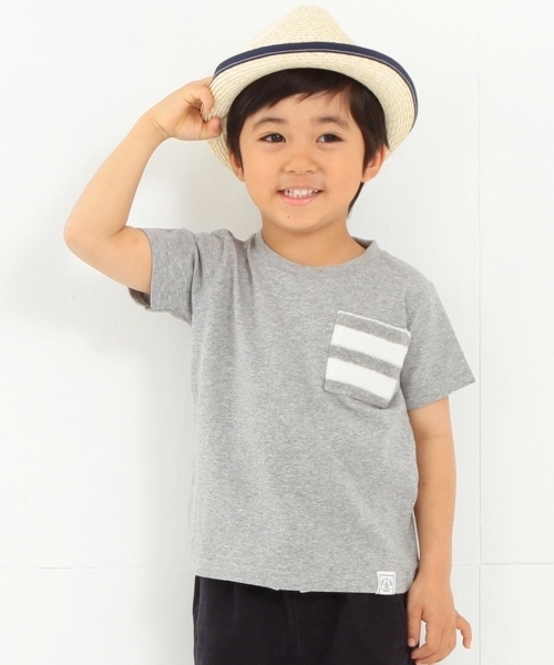 B:MING by BEAMS（ビーミングバイビームス）の「ビーミング by ビームス / パイルボーダー ポケットT（Tシャツ/カットソー・キッズ・ネイビー/ホワイト/ライトグレー・90/130/110/120/100/150/140/80）」の4枚目の写真