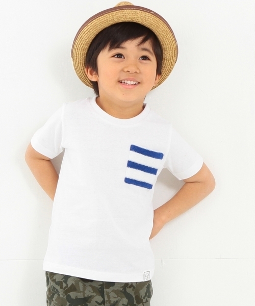 B:MING by BEAMS（ビーミングバイビームス）の「ビーミング by ビームス / パイルボーダー ポケットT（Tシャツ/カットソー・キッズ・ネイビー/ホワイト/ライトグレー・90/130/110/120/100/150/140/80）」の5枚目の写真