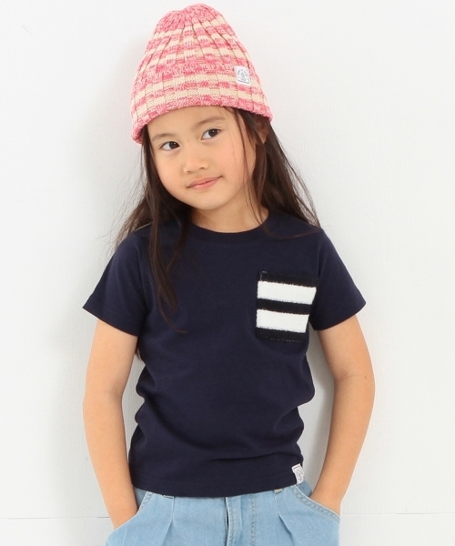 B:MING by BEAMS（ビーミングバイビームス）の「ビーミング by ビームス / パイルボーダー ポケットT（Tシャツ/カットソー・キッズ・ネイビー/ホワイト/ライトグレー・90/130/110/120/100/150/140/80）」の6枚目の写真