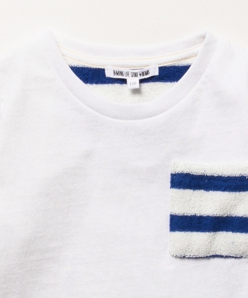 B:MING by BEAMS（ビーミングバイビームス）の「ビーミング by ビームス / パイルボーダー ポケットT（Tシャツ/カットソー・キッズ・ネイビー/ホワイト/ライトグレー・90/130/110/120/100/150/140/80）」の20枚目の写真