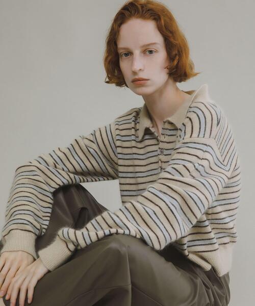 LAATO(ラート)の「polo knit cardigan(ニット/セーター・レディース・オフホワイト/ライトグレー・FREE)」の2枚目の写真