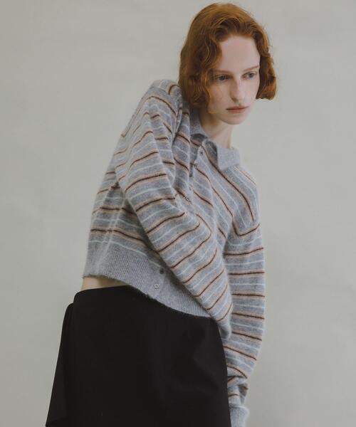 LAATO(ラート)の「polo knit cardigan(ニット/セーター・レディース・オフホワイト/ライトグレー・FREE)」の1枚目の写真