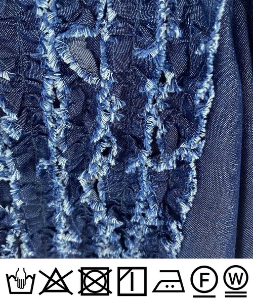 PICCIN（ピッチン）の「フリルデニムブラウス（シャツ/ブラウス・レディース・ネイビー・M）」の3枚目の写真