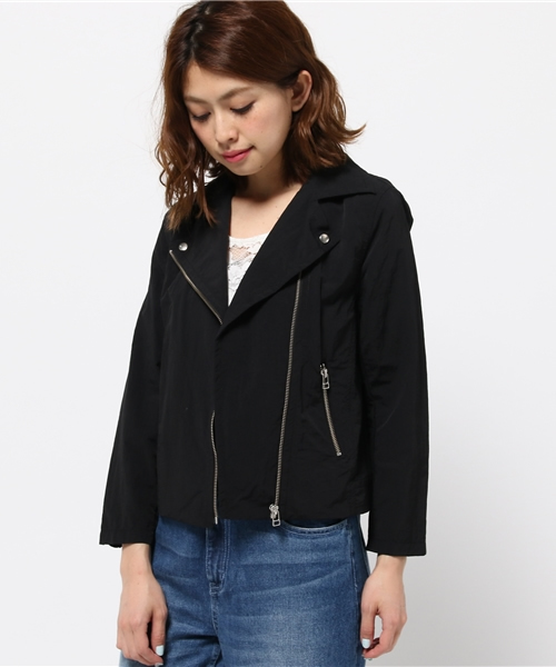 Ray BEAMS(レイビームス)の「Ray BEAMS / グログラン ライダース ブルゾン(ブルゾン・レディース・ブラック/ベージュ・0/1)」の1枚目の写真