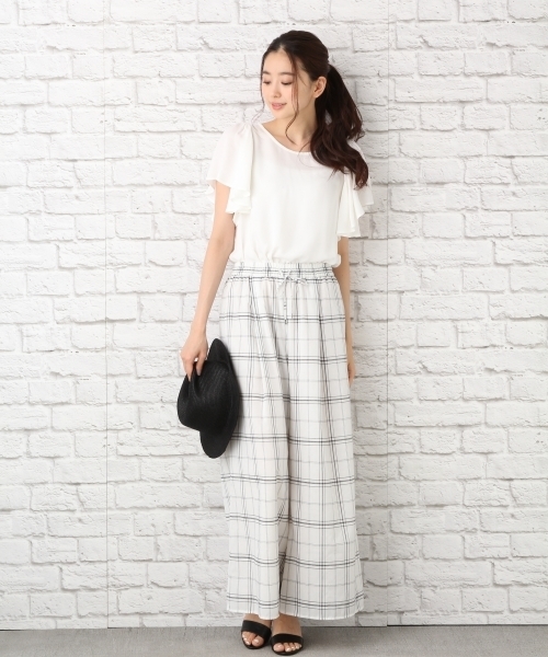 LEPSIM（レプシィム）の「ワイドフレアガラパンツ2　723245（その他パンツ・レディース・オフホワイト/ブラック系その他/ブラック・FREE）」の4枚目の写真
