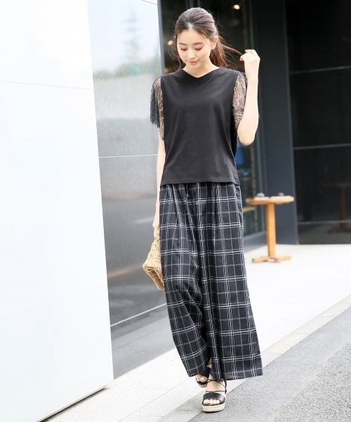 LEPSIM（レプシィム）の「ワイドフレアガラパンツ2　723245（その他パンツ・レディース・オフホワイト/ブラック系その他/ブラック・FREE）」の5枚目の写真