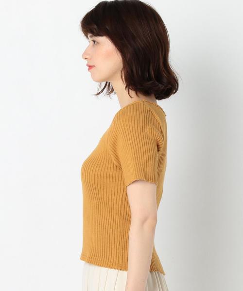 Another Edition（アナザーエディション）の「断ち切りVネックショートスリーブプルオーバー/AEBFC ﾀﾁｷﾘ V/N SSL PO●（ニット/セーター・レディース・ホワイト/ブラック/イエロー/ダークグリーン・FREE）」の7枚目の写真