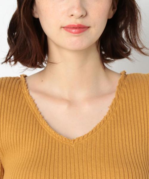 Another Edition（アナザーエディション）の「断ち切りVネックショートスリーブプルオーバー/AEBFC ﾀﾁｷﾘ V/N SSL PO●（ニット/セーター・レディース・ホワイト/ブラック/イエロー/ダークグリーン・FREE）」の9枚目の写真