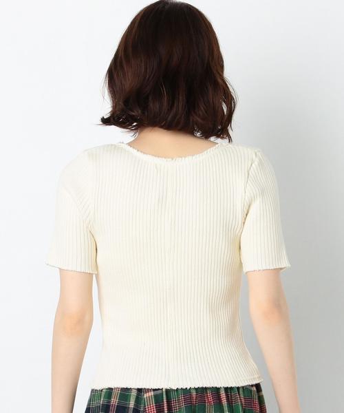 Another Edition（アナザーエディション）の「断ち切りVネックショートスリーブプルオーバー/AEBFC ﾀﾁｷﾘ V/N SSL PO●（ニット/セーター・レディース・ホワイト/ブラック/イエロー/ダークグリーン・FREE）」の18枚目の写真