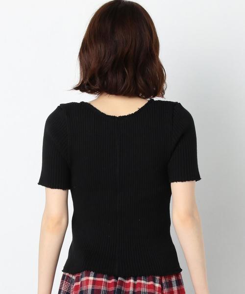 Another Edition（アナザーエディション）の「断ち切りVネックショートスリーブプルオーバー/AEBFC ﾀﾁｷﾘ V/N SSL PO●（ニット/セーター・レディース・ホワイト/ブラック/イエロー/ダークグリーン・FREE）」の11枚目の写真