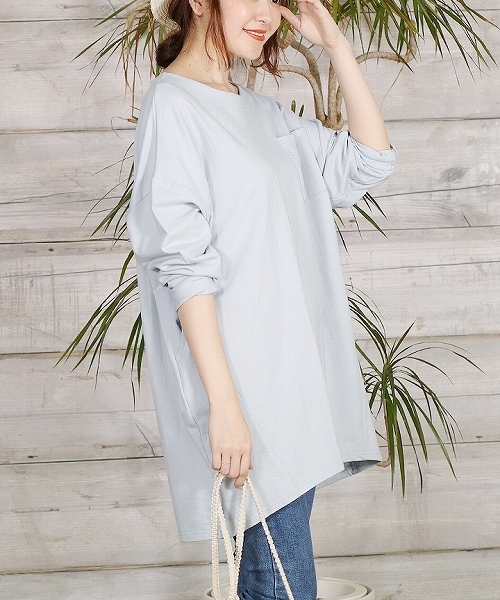 reca(レカ)の「コクーン ビッグシルエット ポケット付きカットソー(Tシャツ/カットソー・レディース・ブラック/オフホワイト/グレー/ネイビー/ブルー系その他/グレー系その他/スモークピンク/ダークグレー/ベージュ/カーキ/パープル系その他/ピンク/モカ・M)」の10枚目の写真